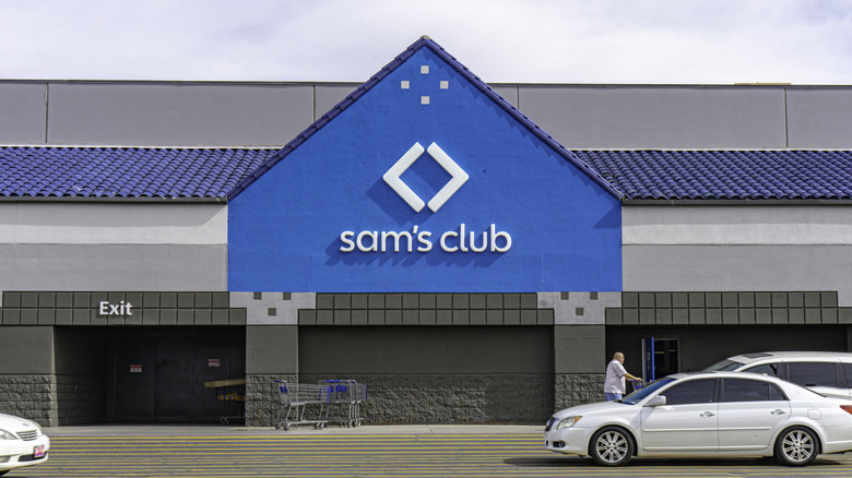 Sam's Club store exterior with blue signage and cars parked outside