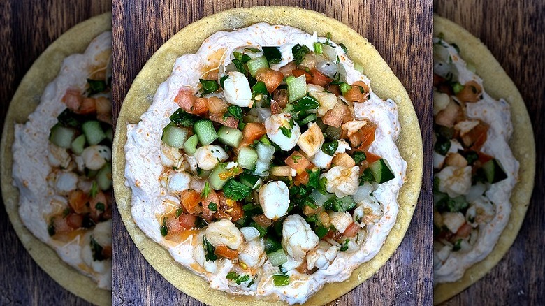 Shrimp ceviche tostada