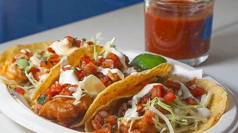 Trio of seafood tacos