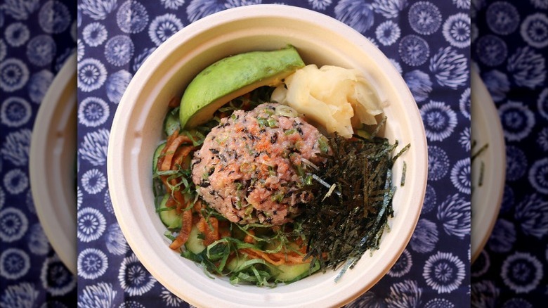Poke bowl with avocado