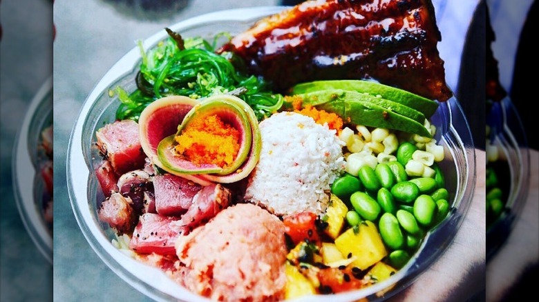 poke with edamame and crab