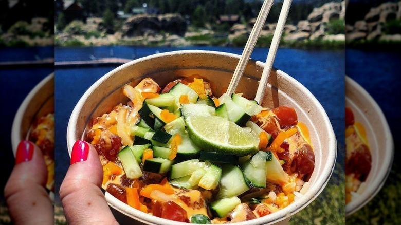 poke with lime and cucumber