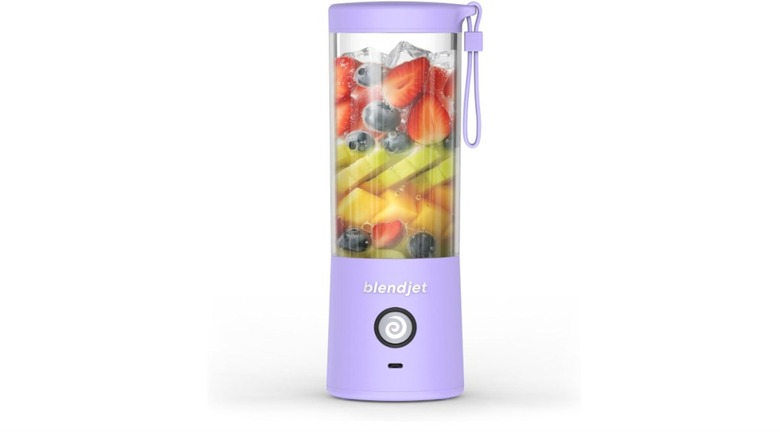 A purple BlendJet portable blender