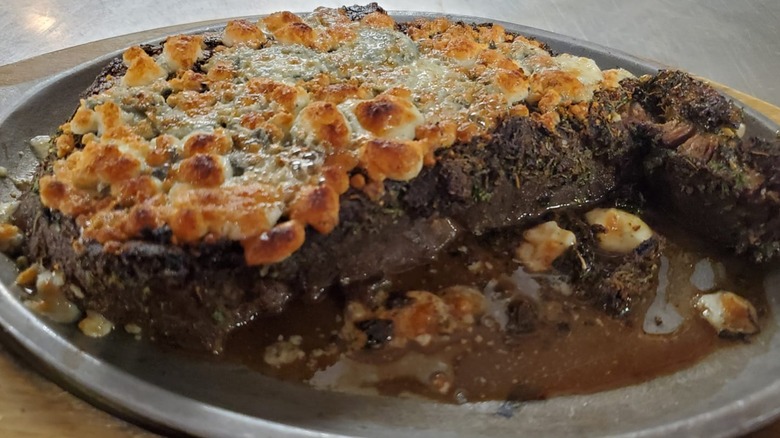 Prime rib with melted bleu cheese and au jus