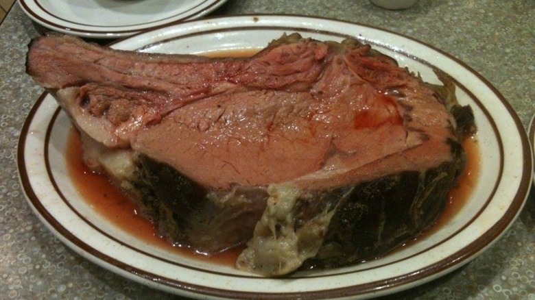 Bone-in prime rib on plate