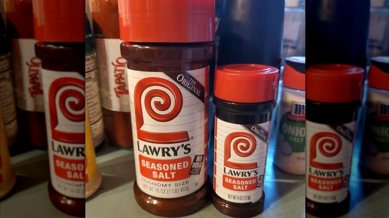 Two differet-sized jars of Lawry's seasoned salt