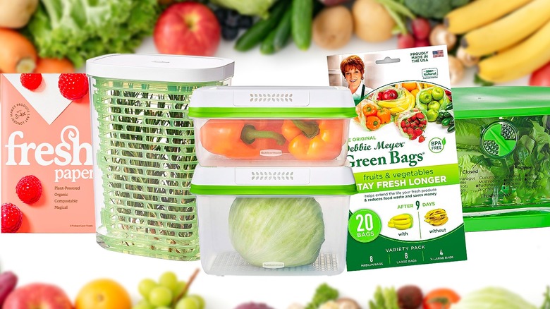 Various storage containers for produce