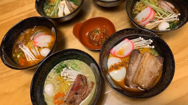 Various ramen bowls