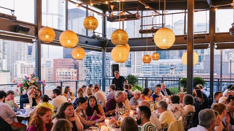 Dining room with city view