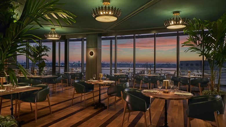 Dining room at Chemin a la Mer at sunset