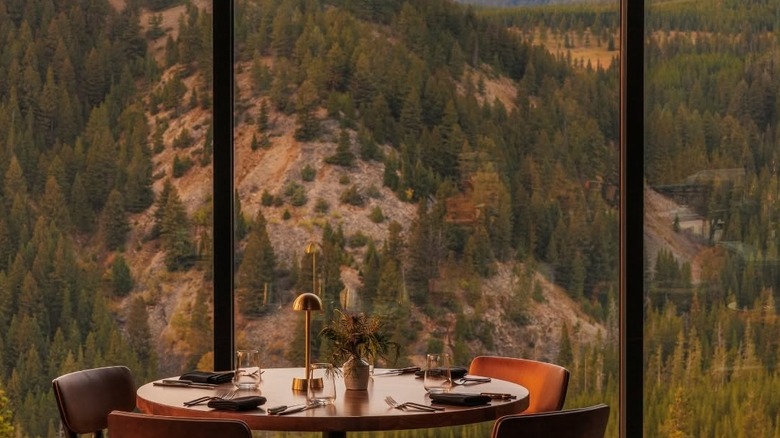Set table with mountain views