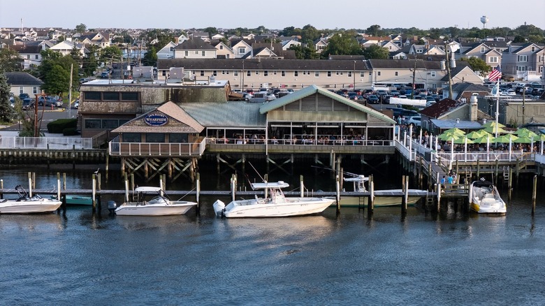 Aerial view of the exterior of the Wharfside