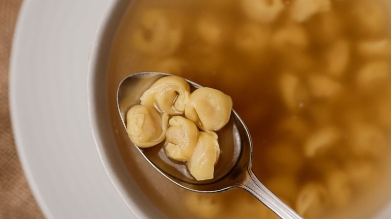 Tortellini on a spoon