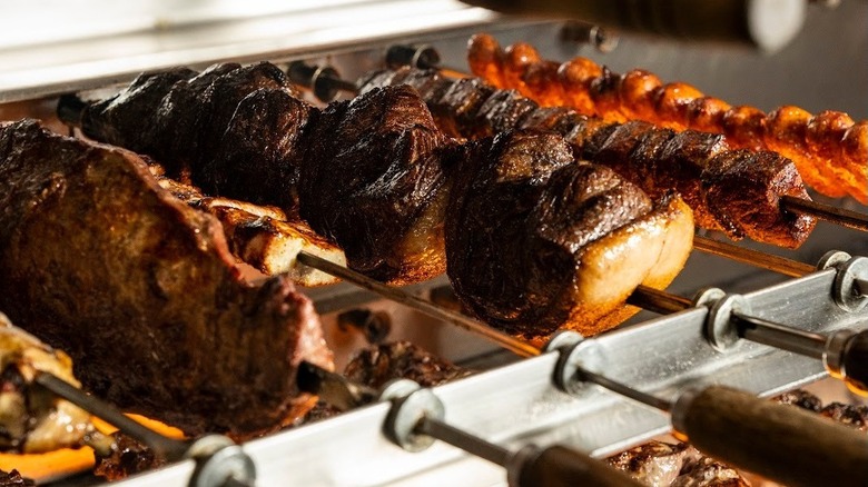 meat rotisserie at a Brazilian steakhouse