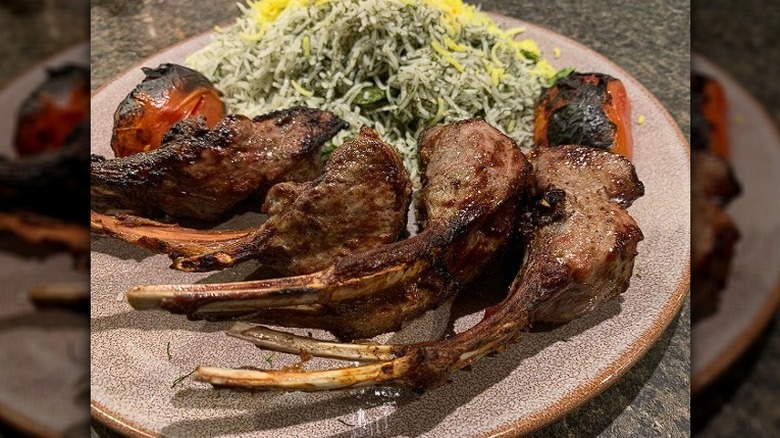 Plated lamb with dill rice