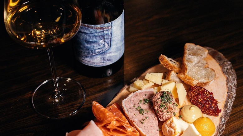 Wine and charcuterie plate