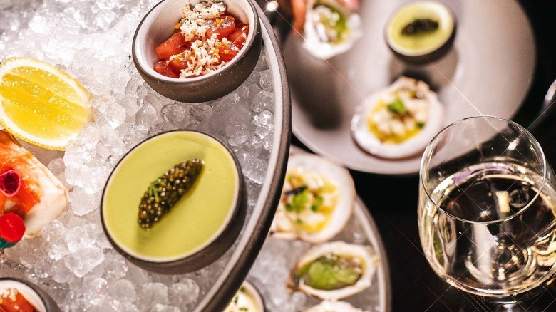 Appetizers and wine at NoMad Library