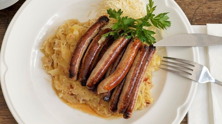 Hofbräuhaus sausages and sauerkraut