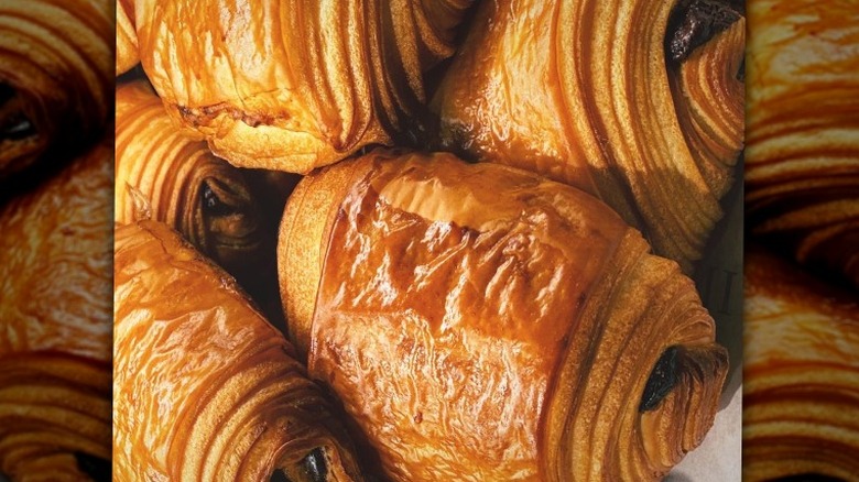 Pile of chocolate croissants