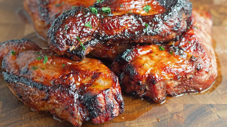 Air Fryer Country-Style Ribs on wooden cutting board