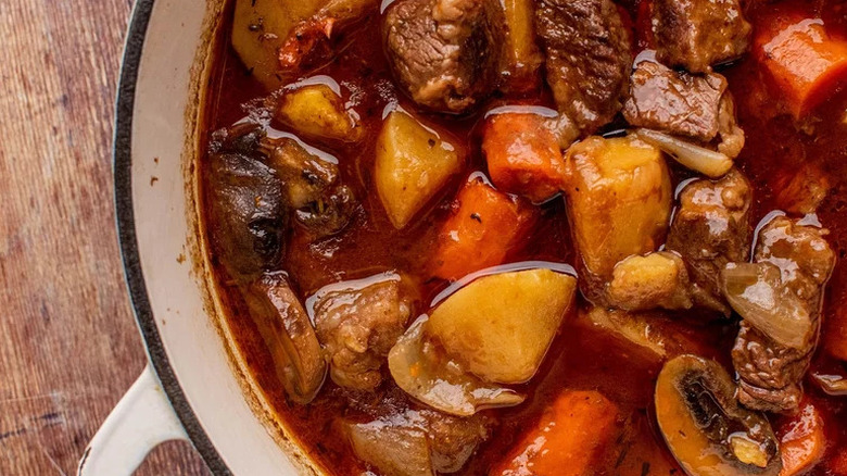 Beer-Braised Boneless Short Ribs in Dutch oven