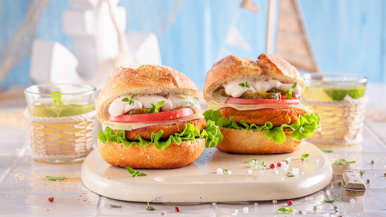 Homemade fish burgers