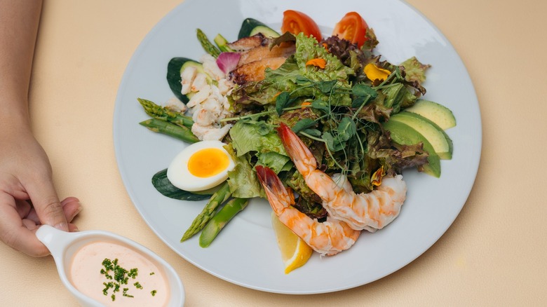 Prawn, crab, and avocado salad at Plumeria Beach House
