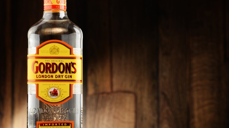 A bottle of Gordon's London Dry Gin.
