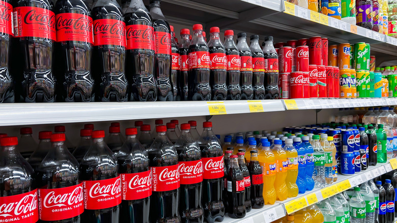 Coke and soda bottles grocery store