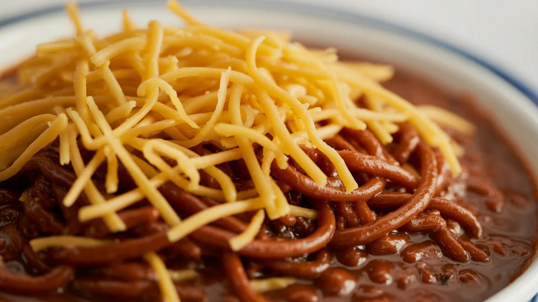 shredded cheese on chili