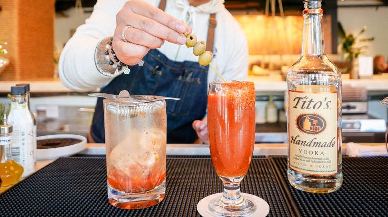 bloody Mary with olives