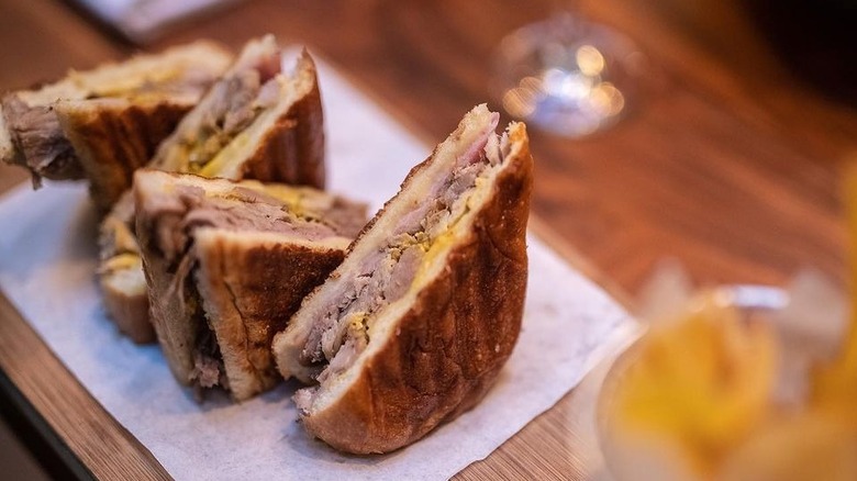 Cuban sandwiches cut up