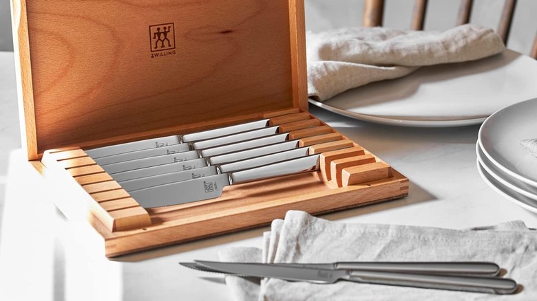 Zwilling Steak Knife Set in a wooden box