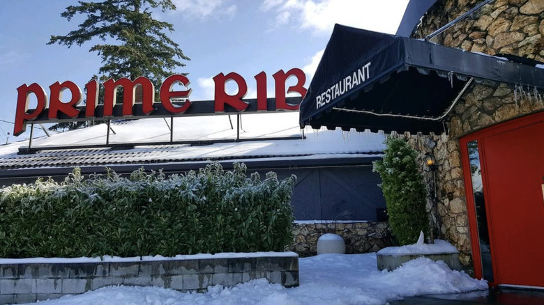 Clyde's Prime Rib awning and red sign