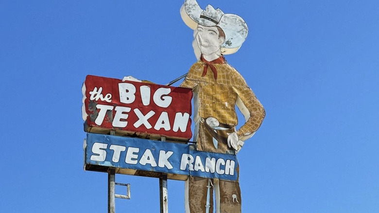 The Big Texan original cowboy sign