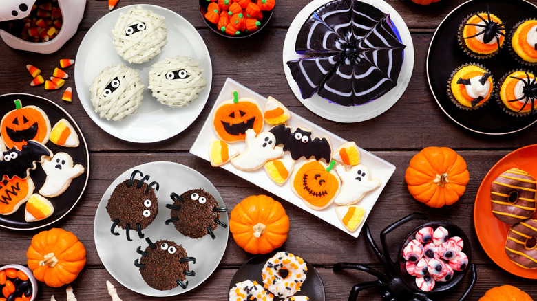 Halloween desserts on table