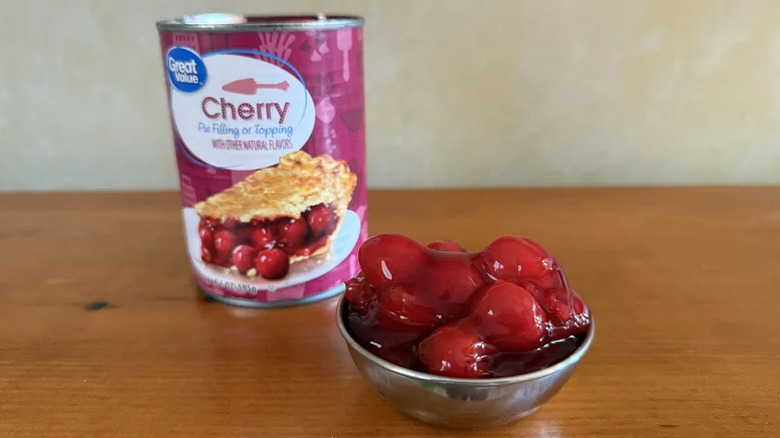 Cherry pie filling in a bowl