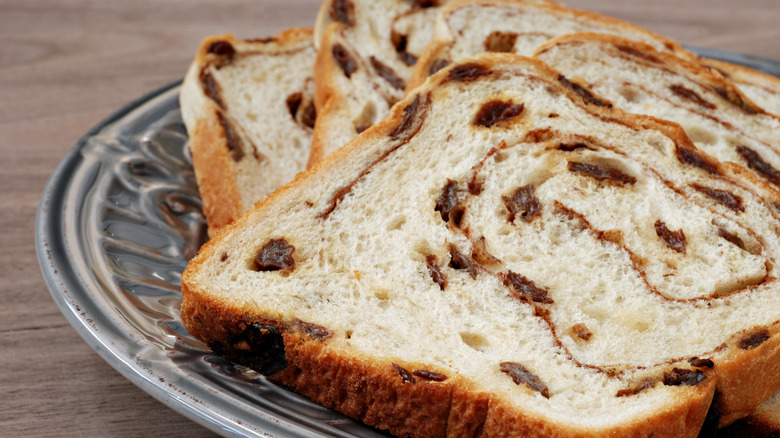cinnamon raisin bread on a plate