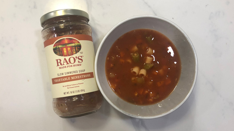 Rao's soup in a bowl with jar