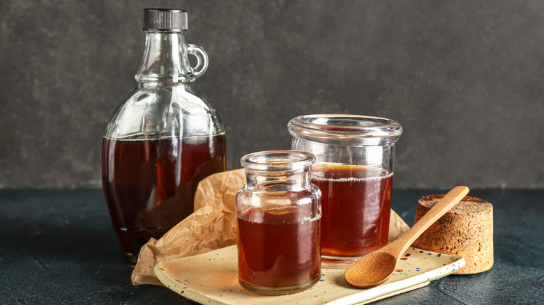 Maple syrup in jars