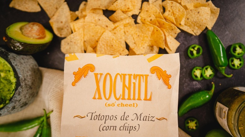 open bag of Xochitl tortilla chips