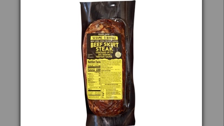 Trader Joe's skirt steak in packaging
