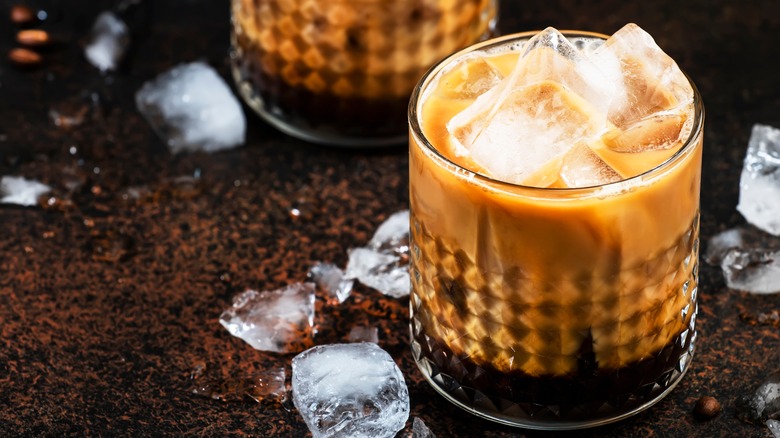White Russian cocktail with ice