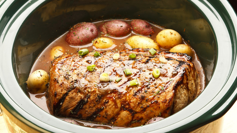 Meat in slow cooker