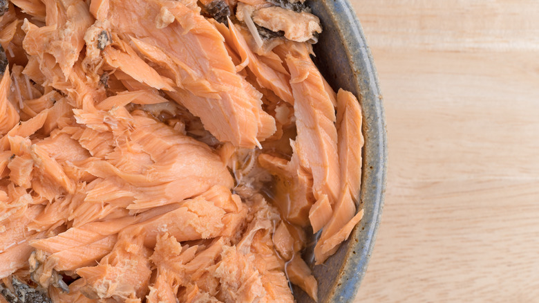 canned salmon in a bowl
