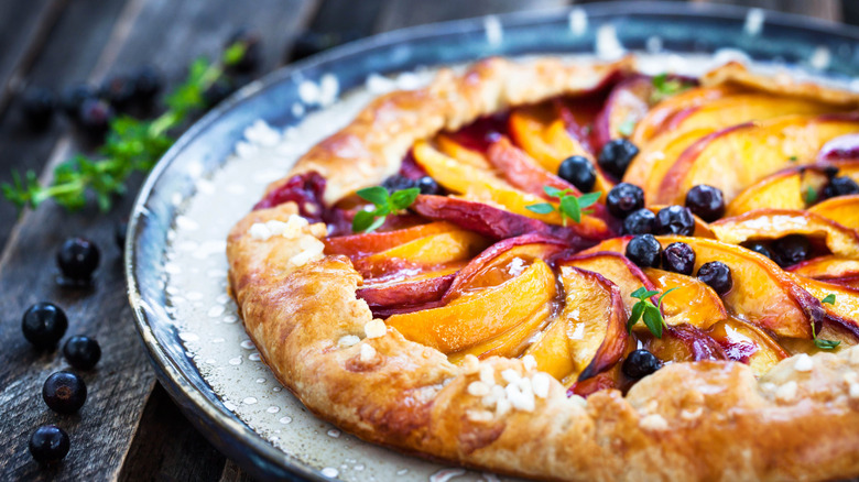 Peach and blueberry galette