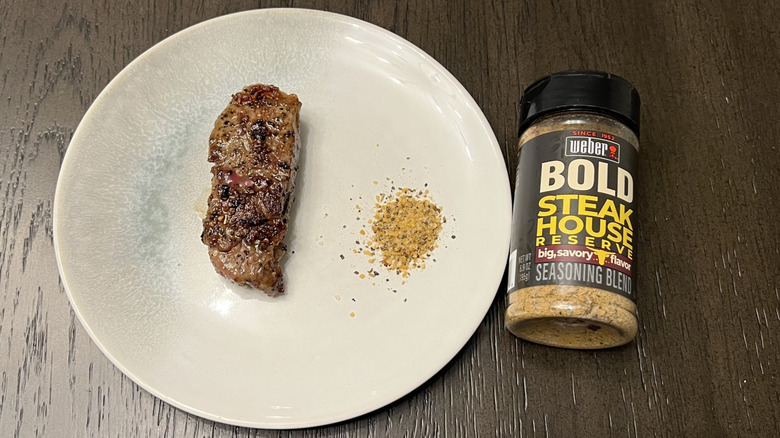 seasoned steak served on plate