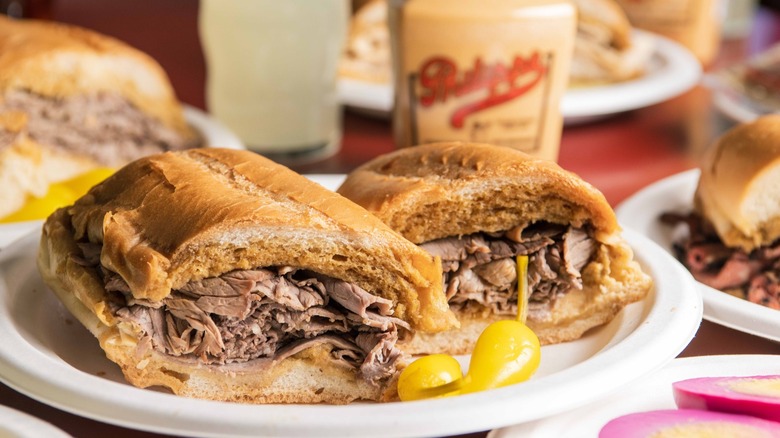 French dip sandwich on a plate