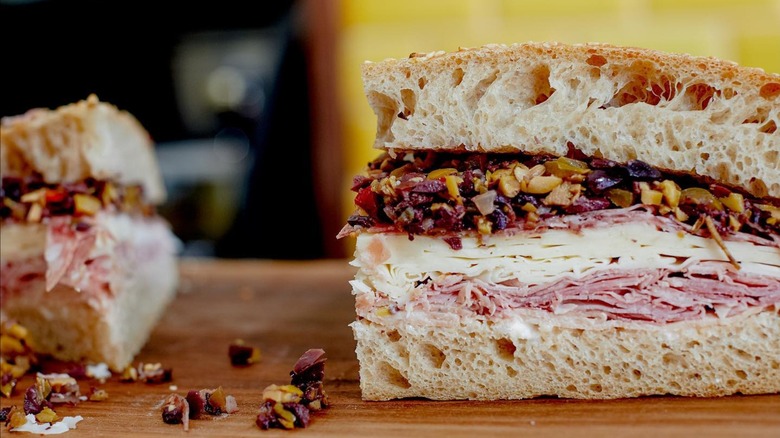 Cross-section of Sebastiano's muffuletta