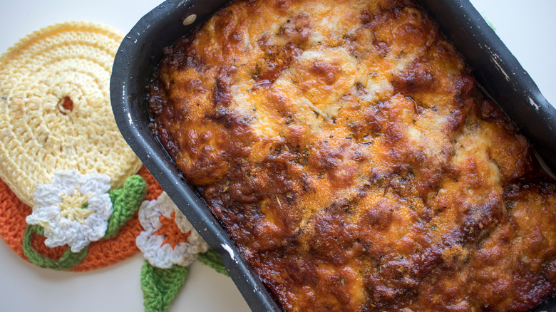 eggplant parm in baking dish